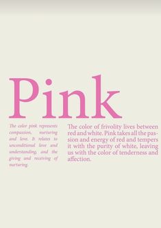 a pink poster with the words pink written in white and pink on it's side