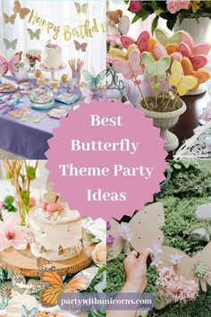 Butterfly Garden Birthday Theme, Butterfly Tea Party Ideas, Butterfly Theme 2nd Birthday, Butterfly Birthday Party At Park, Butterfly Party Ideas Decorations, Butterfly Birthday Brunch, Flowers And Butterflies Decorations, Butterfly Themed 21st Birthday Party, Butterfly Fairy Garden Birthday Party