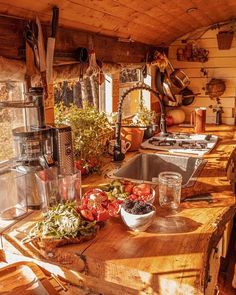 the kitchen counter is full of fresh vegetables