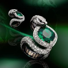 Scavia Jewelry, Slytherin Ring, Slytherin Jewelry, Stile Harry Potter, Bijoux Art Deco, Italian Craftsmanship, Snake Design