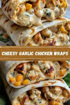 chicken wraps filled with cheese and vegetables on a plate