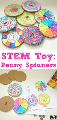 Penny Spinners, Summer Stem, School Age Activities, Preschool Stem, Stem Lesson, Stem Crafts, Homemade Toys, Stem For Kids