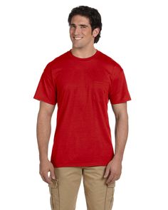 Adult 5.5 oz., 50/50 Pocket T-Shirt - RED - S | Gildan Adult 50/50 Pocket T-Shirt in Red Size Small | Cotton Polyester 8300, 0 Poly Pocket, Mens Workout Shirts, True Red, Pocket Tshirt, Ash Grey, The Loom, Fruit Of The Loom, 50 50, Bottoms Pants