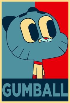 an image of a cartoon character with the words gumball in front of it's face