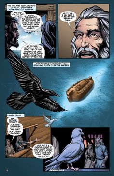 a comic page with an image of a man and a bird