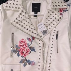 Small Nwt Studded Jacket Studded Jacket, Forever 21 Jacket, Pink White, Forever 21, Jackets & Coats, Jackets For Women, Pink, Women Shopping, White