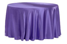 a round table covered in purple satin