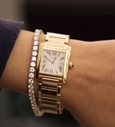 Gold Cartier Watch, Cartier Gold Watch, Tank Watch, Cartier Tank, Cartier Watch, Classy Jewelry, Money Aesthetic, Old Money Aesthetic