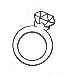 Outline doodle of ring with a diamond Ring Designs Drawing, How To Draw A Ring, Ring Art Drawing, Ring Drawing Simple, Diamond Ring Tattoo, Ring Doodle, Wedding Drawings, Wedding Ring Drawing, Diamond Ring Drawing