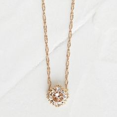 Moonbeam Necklace | Handcrafted 14K Yellow Gold | Melanie Casey Fine Jewelry Melanie Casey, Platinum Chain, Thread Necklace, Gold Rope Chains, Halo Pendant, Necklace Chain Lengths, Yellow Gold Setting, Solitaire Pendant, Delicate Jewelry