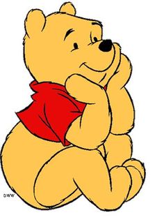 a cartoon winnie the pooh sitting with his arms crossed