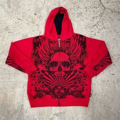 Dodobye Gothic Dark Skull Print Red Zipper Hoodie Men's Women's American Street Trend Hip-Hop Rap Top Loose Y2k Millennial SweatshirtSPECIFICATIONSBrand Name: DodobyeOrigin: Mainland US(Origin)Season: All seasonDecoration: noneAge: 18-24Material: POLYESTERThickness: FleeceElasticity: Slight StrechSleeve Style: regularHooded: YesFabric Type: blendedPattern Type: CartoonStyle: HIP HOPFit Type: LOOSESleeve Length(cm): FullGender: WOMENPlace Of Origin: US(Origin) (mainland) Dark Skull, Hip Hop Print, American Street, Party Place, Street Sweatshirt, Black Skull, Street Trends, Skull Print, Tops Fall