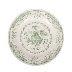 image of ivory plate with floral sage pattern Green Floral Dinnerware, Vintage Plates Wedding, Aesthetic Plates, Sage Green Color Palette, Plate Wall Display, Christmas Tree Inspo, Green Color Palette, Green China, Green Plates