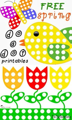 Free Spring themed Do a Dot printable sheets featuring butterfly, tulips, bird and park scene. Great for toddlers & preschoolers. March Preschool, Prek Art, Dot To Dot Printables, Park Scene, Toddler Themes, Preschool Stem, Theme Preschool