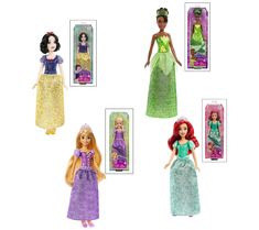 the princess dolls are all in different outfits