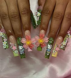 Junk Nail Designs Bling, Kawaii Nail Set, Junk Acrylic Nails, Strawberry Acrylic Nails, Junk Nail Designs, Nails Aesthetics, Mail Inspo, Junk Nails, 2023 Nails