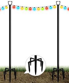 PRICES MAY VARY. ADJUSTABLE DESIGN: The backyard string lighting pole is designed with 7 heavy duty screw-in steel pipes, that can be freely adjusted in height according to individual needs. The 5-prong foot allows the outdoor poles for string lights to be securely inserted into the soil, preventing it from bending, breaking or shaking in the wind. GOOD MATERIALS: The outdoor light poles are made of corrosion-resistant durable metal and produced of black paint with powder-coated finish, which is Backyard Patio Lighting, String Light Poles, Backyard String Lights, Lights For Garden, Backyard Kids Play Area, Dream Patio, Outdoor String Lights, Light Pole, Backyard Lighting