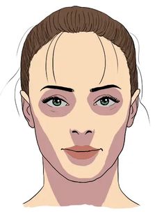 a woman's face with her hair pulled back