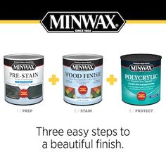 three different types of paint with the words minwax next to it and an image of