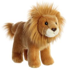 a stuffed lion is shown on a white background