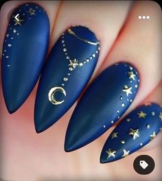 Blue Wedding Nails, Nail Art Bleu, Nails With Stars, Nails Light Blue, Blue Nail Color, Blue Nail Art Designs, Dark Blue Nails, Navy Nails, Navy Blue Nails