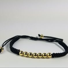 Brand New Casual Gold Friendship Bracelets, Adjustable Black Friendship Bracelets For Party, Adjustable Casual Friendship Bracelets For Parties, Black Beaded Bracelets With Adjustable Length, Black And Gold Bracelet, Black And Gold, Gold Bracelet, Womens Sizes, Women Accessories