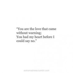 the quote you are the love that came without warming, you had my heart before i could say no