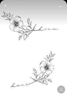 the back side of a phone with flowers and leaves on it, in black and white