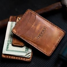 Natural Dublin Horween Leather Magnetic Money Clip Wallet by Hooks Crafted Leather Co Horween Leather, Clip Wallet, Money Clip Wallet, Subtle Textures, Traditional Techniques, Good Company, Good Brands, Leather Working, High Quality Leather