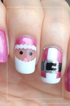 pink santa nails designs Pink Santa, Holiday Nail, Cozy Night, Nail Games, Holiday Nails