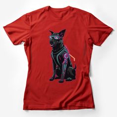 Cyberpunk Dog T-Shirt, Cool Neon Canine, Sci-Fi Robot Pet Tee, Unisex Cyber Animal Shirt, Futuristic Apparel, Casual Streetwear Female T-Shirt Custom graphic T-Shirt.Customize your color Cyberpunk Dog, Sci Fi Robot, Geek Clothes, Zombie T Shirt, Monkey Design, Cat Lover Shirt, Novelty Shirts, Dog T Shirt, Animal Shirts