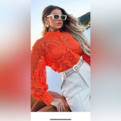 New Tag Blouse Like Shirt Under Same Color 2pieces Chic Orange Party Blouse, Casual Orange Blouse For Party, Casual Orange Party Blouse, Orange Tops For Fall Party, Orange Top For Fall Party, Orange Party Top For Fall, Orange Fall Party Top, Chic Orange Top For Party, Chic Orange Party Top