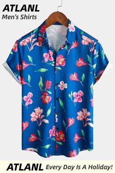 Perfect for daily wear and can be worn to work, on a date, to dinner parties, costume parties, themed parties, the beach, vacations, BBQs, music festivals and even Hip Hop events. Cheap Summer Button-up Hawaiian Shirt, Summer Blue Hawaiian Shirt With Prints, Summer Hawaiian Shirt In Blue With Prints, Casual Fitted Hawaiian Shirt For Spring, Fitted Casual Hawaiian Shirt For Spring, Casual Shirt With Hibiscus Print For Spring, Blue Fitted Hawaiian Shirt For Beach, Fitted Blue Hawaiian Shirt For Beach, Collared Hibiscus Print Top For Spring