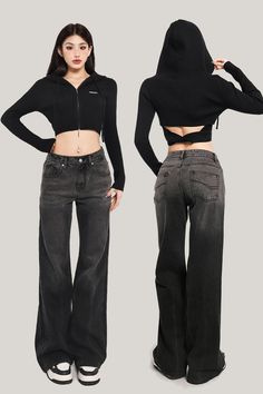 Age: 18-24 years oldSize: S M LWaist type: High waistColor classification: black grayPants placket: ZipperSKU: X22K6480Applicable season: All seasonsYear Season: Spring 2023Thickness: RegularTrouser length: Long pantsStyle: straight-leg pantsColor: Dark Black High Waist Y2k Jeans, Y2k Black Bottoms For Winter, Black Y2k Jeans For Fall, Black High Rise Y2k Bottoms, Y2k High-rise Black Bottoms, Y2k Black High-rise Bottoms, Black Mid-rise Y2k Jeans, Black Y2k Pants For Fall, Black Y2k Jeans For Spring