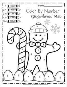 the color by number gingerbread man worksheet