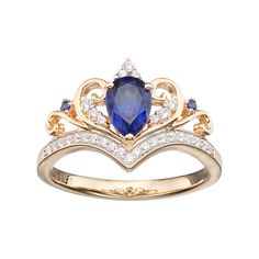 Royal Blue Jewelry, Sapphire Crown, Nature Inspired Wedding Ring, Silver Crown Ring, Rings Blue, Silver Lab, White Sapphire Ring, Royal Blue And Gold, Silver Crown