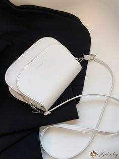 BirdinBag - Compact Flap Square Bag with Elegant Letter Detail White Shoulder Phone Bag For Daily Use, White Portable Square Bag, White Baguette Mobile Phone Bag For Daily Use, White Baguette Bag With Phone Pocket For Daily Use, Portable White Square Bag, White Large Capacity Phone Bag For Everyday Use, White Portable Box Bag For Everyday Use, Portable Square White Bag, White Square Portable Bag