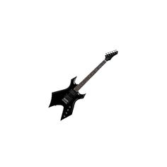 an electric guitar is flying through the air with its neck and body covered in black paint