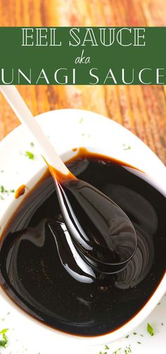 an image of a spoon in sauce on a plate