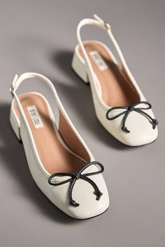 Leather upper, insole Rubber sole Slip-on styling Imported | Suzy Slingback Heels by Bibi Lou in Beige, Women's, Size: 36, Leather/Rubber at Anthropologie Slingback Heels, Girly Shoes, Shoe Inspo, Swag Shoes, Slingback Heel, Pretty Shoes, Dream Shoes, Work Shoes, White Shoes