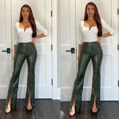 Reposhing This Item I Purchased From @Onlineblutique1. Loved It, But Ready To Rotate For Something New. New With Tags Questions? Leave A Comment Below! Chic Green Bottoms For Going Out, Fitted Green Bottoms For Date Night, Pants Color, New New, Something New, Pant Jumpsuit, Leather Pants, Pu Leather, High Waist