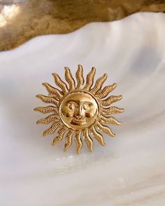 Inspired by the sun's luminosity, our Sun Solar Ring is a delicate portrayal. Made with attention to detail, this golden ring exudes the everlasting brilliance of the sun. Embrace its celestial glow and add a touch of celestial allure to your everyday style or evening ensemble. Details & Care Stainless steel, doesn't discolor Size sun: 3 cm One size fits all For our customers outside of Europe, please contact us prior to purchase. We can provide you with a shipping quote based on location and we Sun Solar, Sun And Moon Rings, Sun Ring, Schmuck Gold, Golden Sun, Gold Sun, Ringe Gold, Golden Ring, Ring Stack