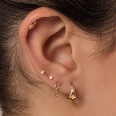 Sold as a Pair Metals: 14K Solid Gold Item Size: H : 10.76mm Item Weight: 0.51g Back Finding: 14K Solid Gold Screw-backs Elegant 14k Gold Tarnish Resistant Piercings, Elegant Tarnish Resistant 14k Gold Piercings, 14k Gold Tarnish-resistant Huggie Piercings, 14k Gold Tarnish-resistant Piercings As A Gift, 14k Gold Tarnish Resistant Huggie Piercings, 14k Gold Huggie Piercings Tarnish Resistant, Dainty Gold Tarnish-resistant Piercings, Classic 14k Gold Cartilage Earrings With Prong Setting, Classic Yellow Gold Hoop Piercings