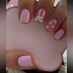 24 Pieces Pastel Nail Art, Kids Nail Designs, Heart Nail Designs, Bunny Nails, Easter Nail Designs, Short Fake Nails, Acrylic Nail Kit, Glow Nails, Fake Nails With Glue