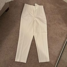 High Waisted Tailored Pants White Jumpsuit, Zara White, Jumpsuit Trousers, Tailored Pants, Zara Pants, Pants Color, Pant Jumpsuit, Color White, Pants For Women