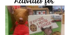 a stuffed mouse sitting next to a book with the title reading mice activities for kids