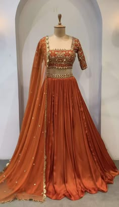 Rust Lehenga, Botas Outfit, Haldi Outfits, Bridal Lehenga Designs, Simple Lehenga, Sari Design, Trendy Outfits Indian, Latest Bridal Lehenga, Lehenga Choli For Women