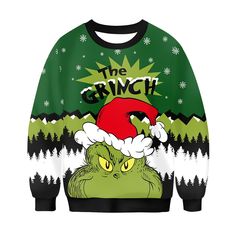 PRICES MAY VARY. 70% Polyester, 30% Cotton Made in the USA or Imported Pull On closure Machine Wash 🎅🔔🎄【BEST CHRISTMAS SWEATSHIRT】- Originating from the classic character design of the popular cartoon, Christmas sweatshirt will definitely put you in the spotlight at the Christmas party. Crew neck, long sleeve, plus one of the most Christmassy character designs, make it undoubtedly the most fun Christmas sweatshirt. Let's Steal Christmas Together!!! 🎅🔔🎄【QUALITY MATERIAL】- Made of high-quali Grinch Sweater Outfit, Grinch Clothing, Elf Cards, Grinch Ugly Christmas Sweater, Grinch Christmas Sweater, Ugly Christmas Sweater Couples, Popular Cartoons, Ugly Christmas Sweater Funny, Cartoon Christmas