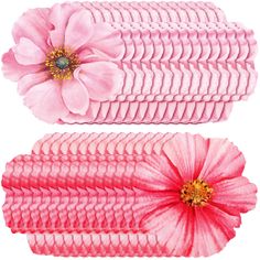 two pink hair brushes with a flower on the top and bottom one is empty, the other has been closed