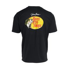 Show your love for the greatest outdoor outfitter in the world with the Bass Pro Shops� Woodcut Logo Short-Sleeve T-Shirt for Men. This comfortable T-shirt features the woodcut Bass Pro Shops logo on the back and the left chest. A tagless design keeps this T-shirt from getting itchy. Solids: 100% cotton. Heathers: 60% cotton/40% polyester. Machine wash. Imported.  Solids: 100% cotton;   Heathers: 60% cotton/40% polyester;   Woodcut Bass Pro Shops logo on back and left chest;   Tagless design; Black T-shirt With Letter Print For Outdoor, Black Letter Print T-shirt For Outdoor, Black Crew Neck T-shirt For Camping, Black Sublimation Print Top For Outdoor, Black Graphic Tee For Camping, Black Graphic Print T-shirt For Camping, Black Graphic Print T-shirt For Outdoor, Black Crew Neck T-shirt For Outdoor Activities, Black Crew Neck T-shirt For Outdoor